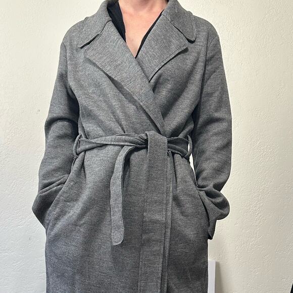 The Row Wool Trench Coat size S Gray Wrap Sash Tie - Picture 7 of 15